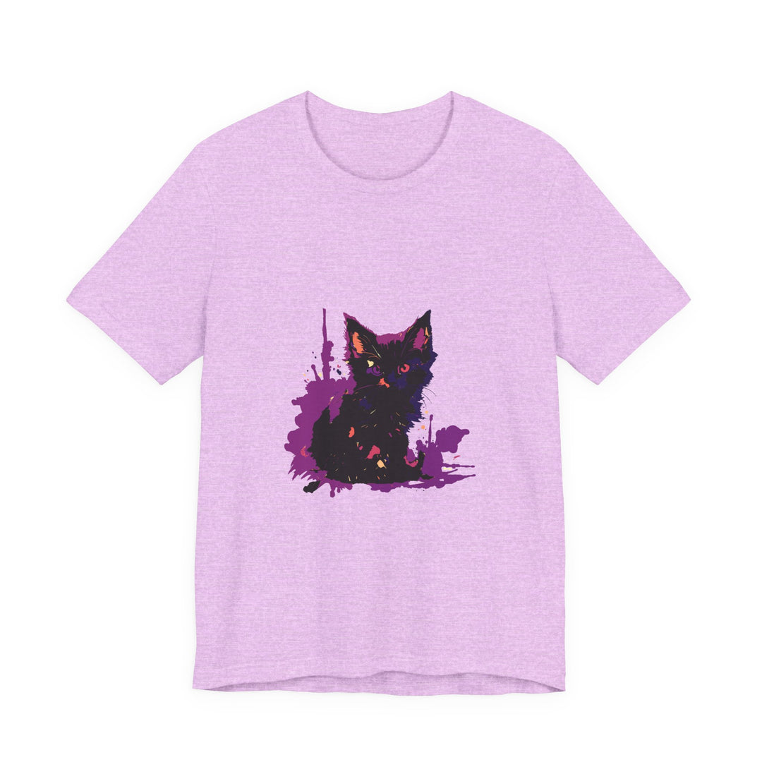 Black Cat Mystery - Purple Paint Splatter T-Shirt