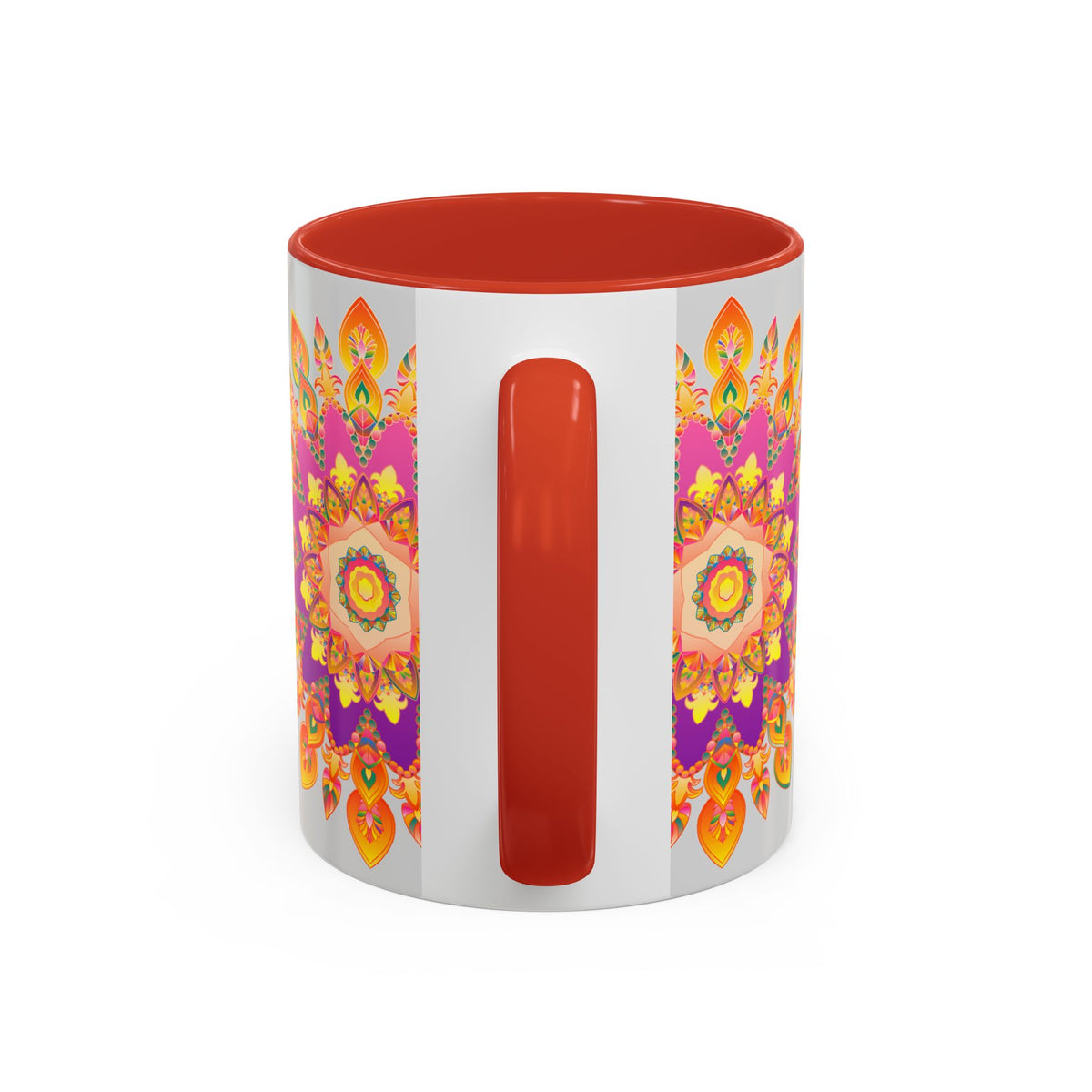 Charming mandala art mug with colorful floral patterns and intricate details