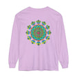 Colorful and intricate Psychedelic Mandala Tie Dye Long Sleeve T-Shirt on display