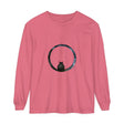 Mystifying Sphere Unisex Long Sleeve T-Shirt in black, featuring a captivating spherical design on the front, perfect for both men and women