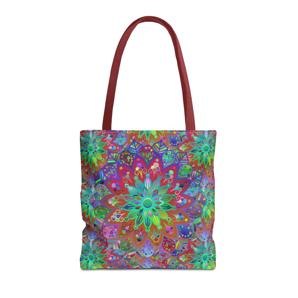Psychedelic Mandala Tote Bag — Colorful Boho All-Over Print Tote