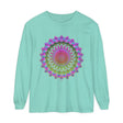 A colorful mandala patterned long sleeve t-shirt, suitable for both men and women