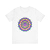 Beautiful and colorful Vibrant Mandala Tee with Peace and Harmony design