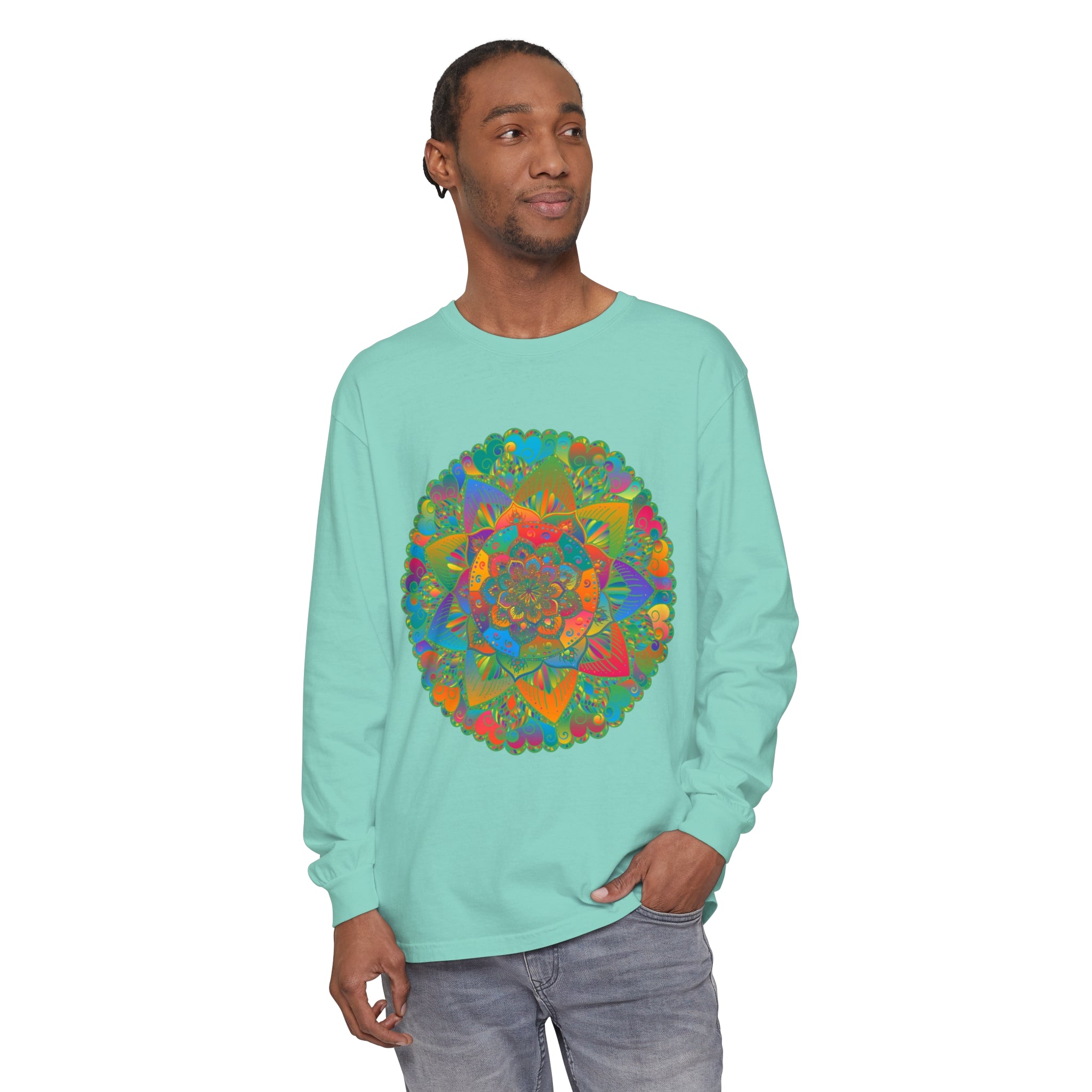 Colorful and intricate mandala design long sleeve shirt for everyone