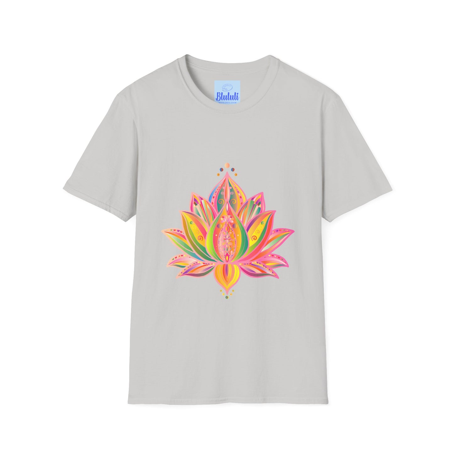 Lotus Mandala Unisex T-Shirt with Hand-Drawn Unique Design by Blululi, a stylish and versatile clothing option for both men and women