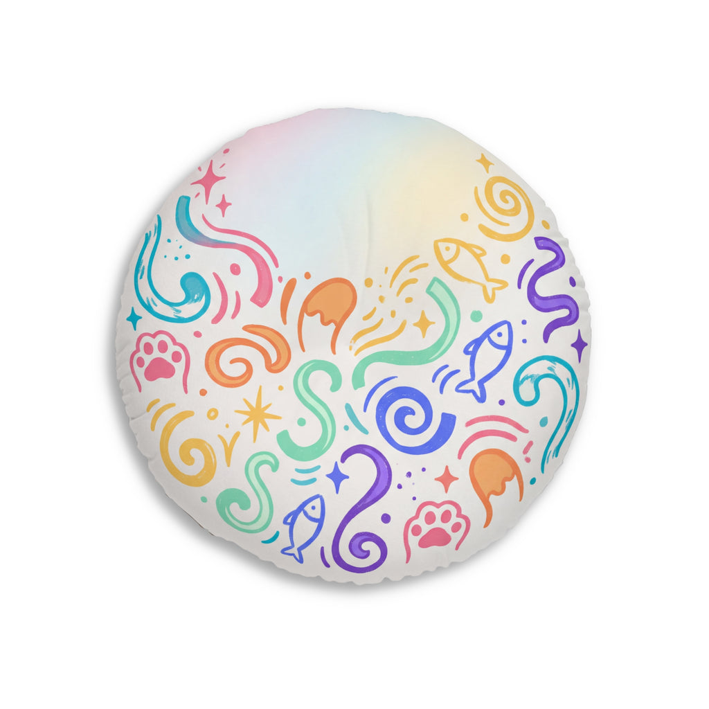 Playful New Year Cat Round Floor Pillow