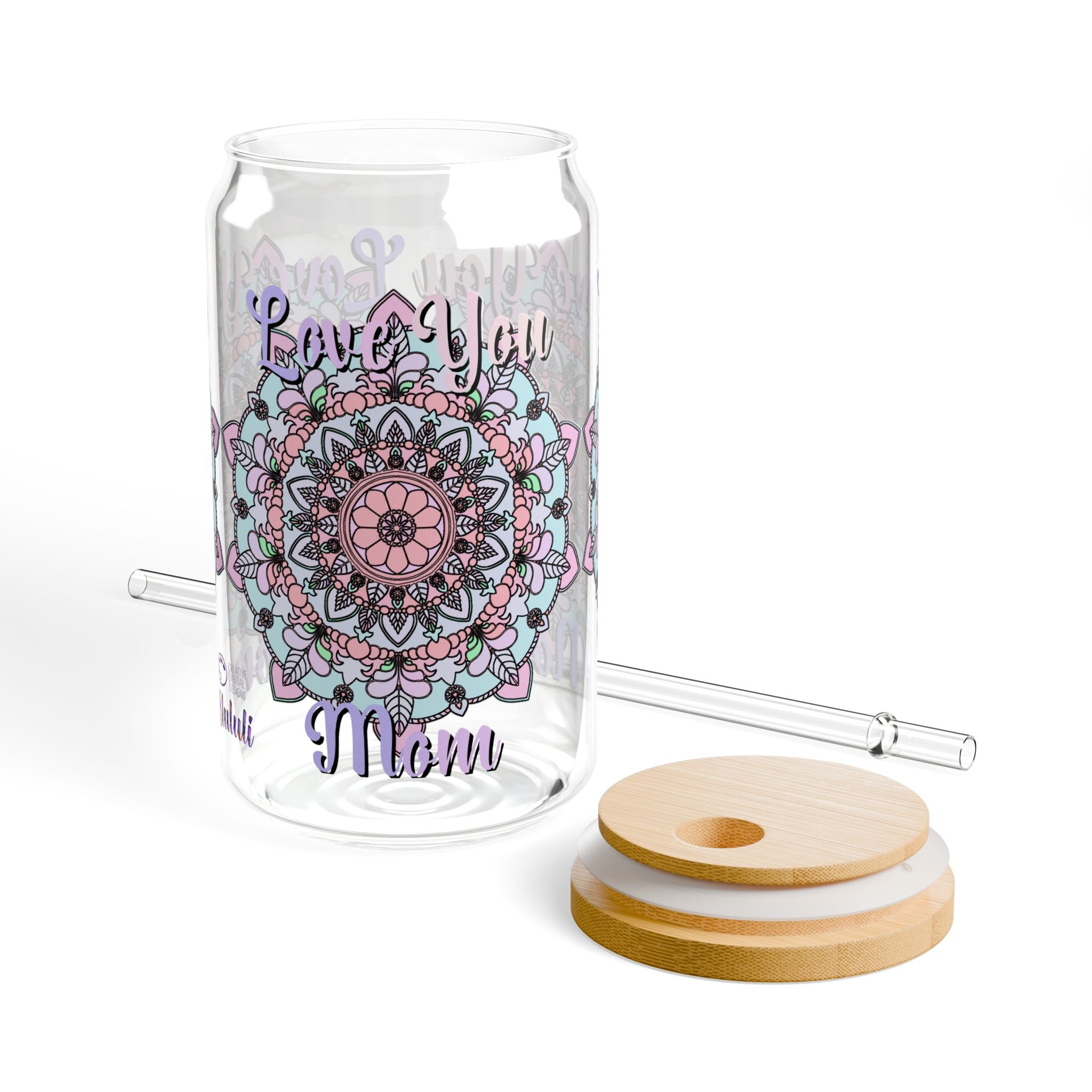 Mandala-Inspired Sipper Glass for Mom with Elegant Floral Design