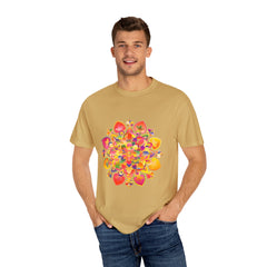 Vibrant Mandala T-Shirt featuring intricate, hand-drawn design with bold colors
