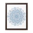 Handmade steel blue mandala design wall art on gallery canvas wraps, in a vertical frame, adds a unique and intricate touch to any space