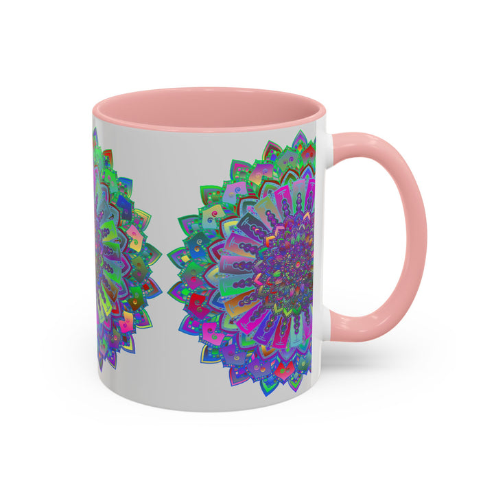 Colorful and intricate mandala art mug featuring vibrant designs and patterns