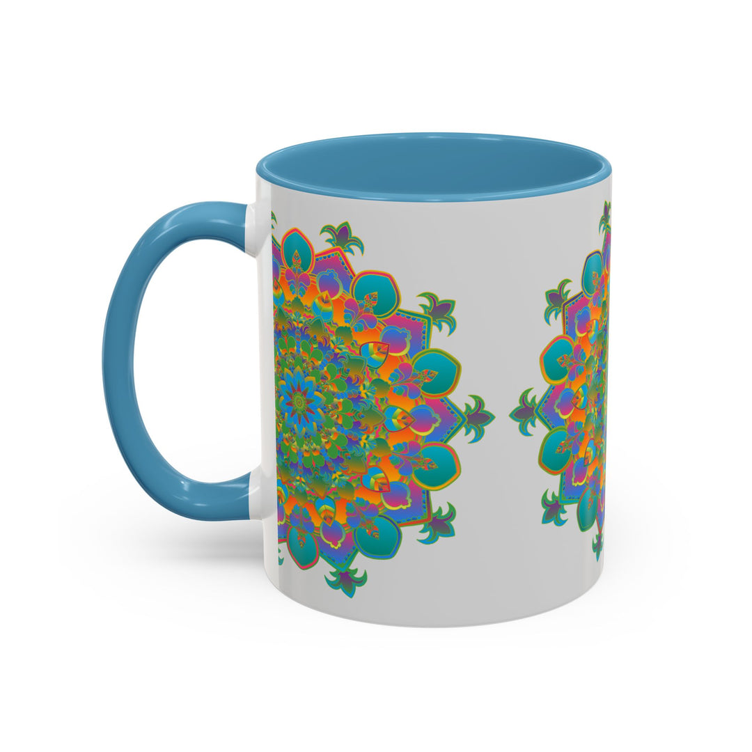 Beautiful mandala art mug with intricate and colorful design, perfect for enjoying your favorite hot beverage