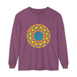 Colorful and intricate mandala design adorns this unisex long sleeve t-shirt