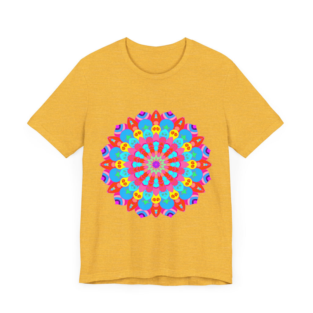 Vibrant and intricate psychedelic mandala design on a colorful t-shirt