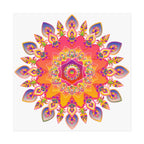 Vibrant Floral Mandala Fine Art Poster — Boho Wall Decor for Living Room & Meditation