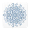 Handmade Mandala Art featuring a steel blue mandala design on matte canvas, stretched and 125 inches deep