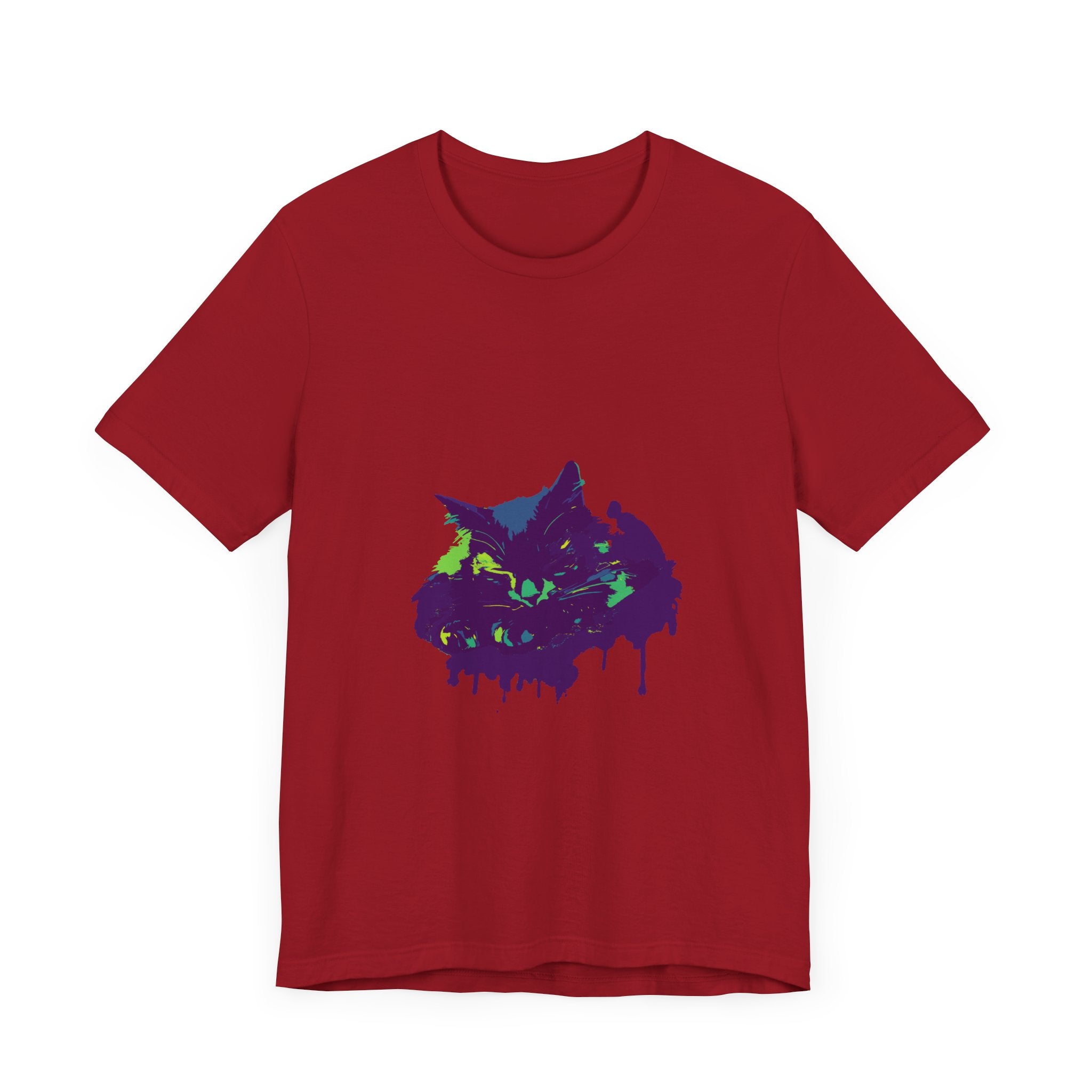 Black Cat Mystery - Colorful Paint Splatter T-Shirt with Vibrant and Eye-Catching Design, Perfect for Adding a Pop of Color to Your Wardrobe