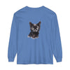 Black Cat Watercolor Long Sleeve T-Shirt featuring a vibrant watercolor design of a black cat