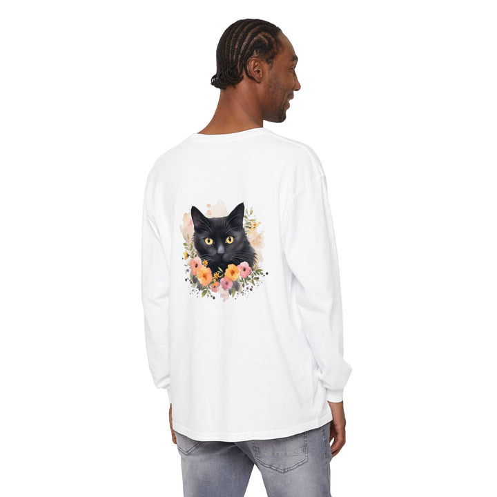 Black Cat Floral Portrait Unisex T-Shirt featuring a beautiful, intricate design