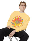 Colorful mandala sweatshirt with intricate design and vibrant hues
