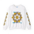 Handmade crewneck sweatshirt with colorful mandala design and intricate patterns