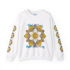 Handmade crewneck sweatshirt with colorful mandala design and intricate patterns