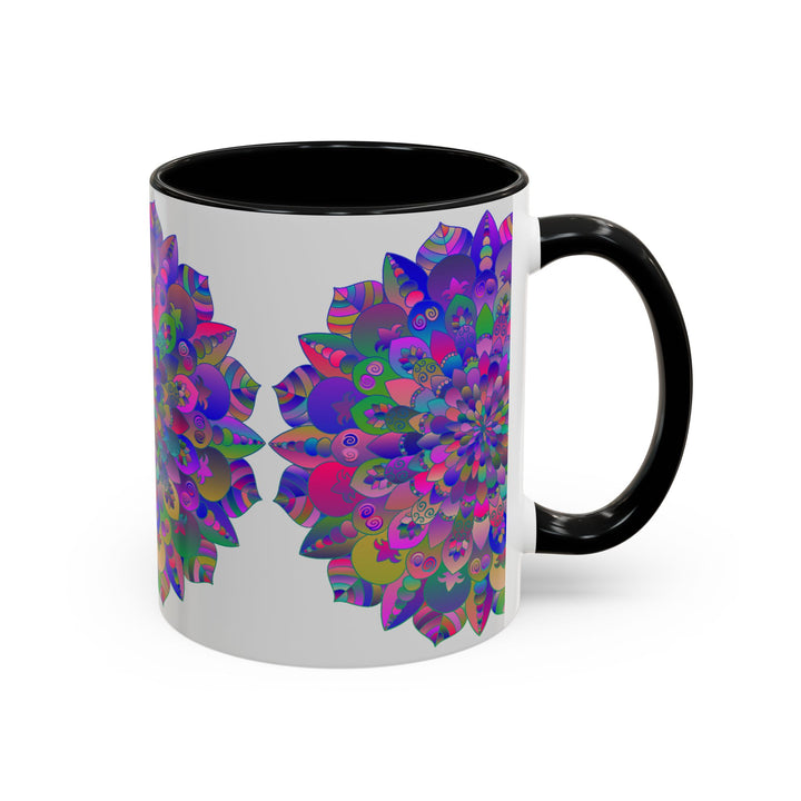 Colorful and uplifting mandala art printed on a high-quality mug