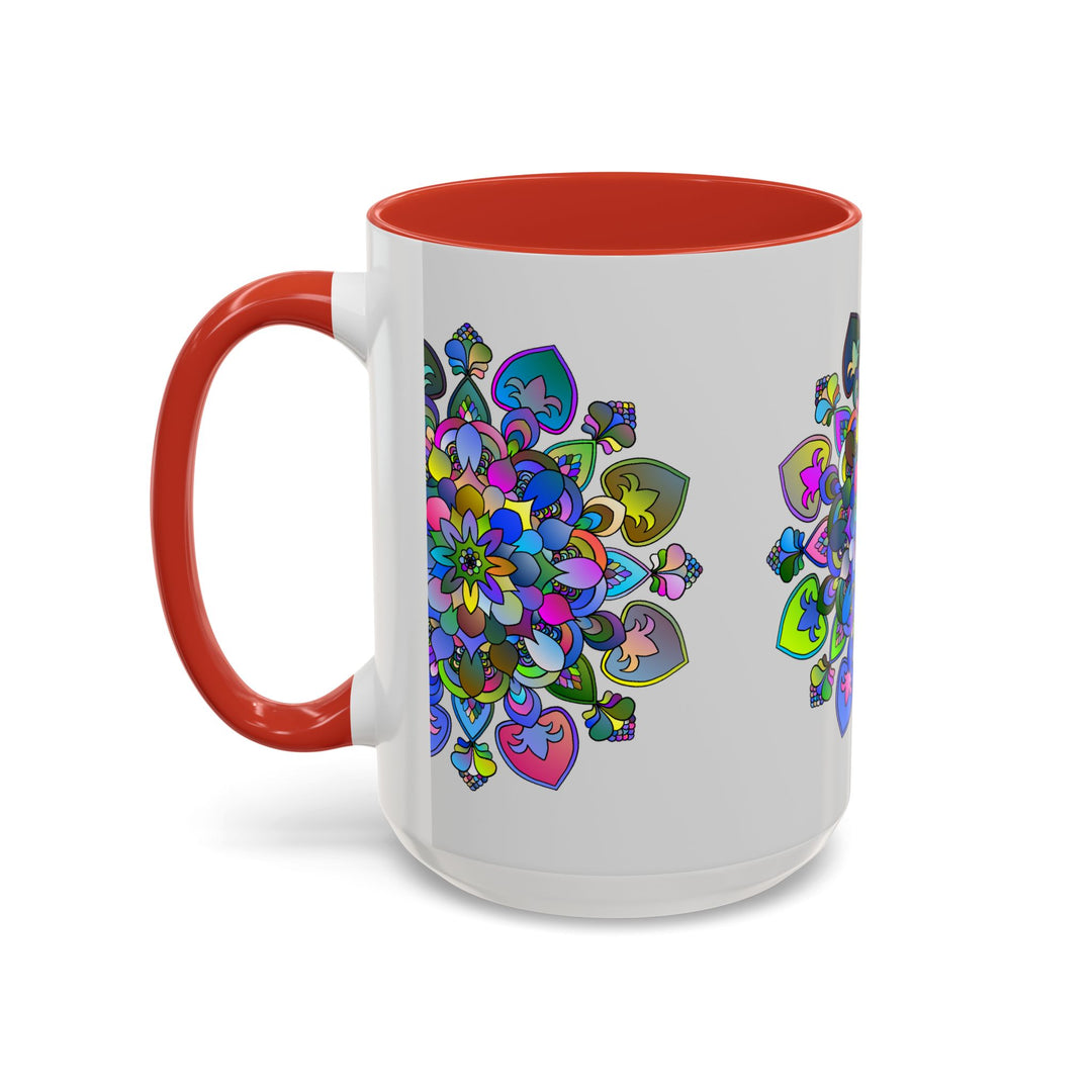 Vibrant and detailed mandala design on grey background mug