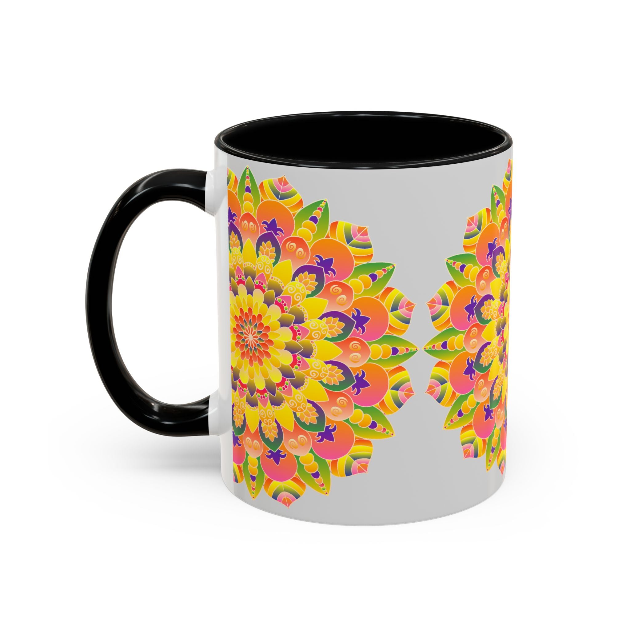 Colorful mandala mug with a unique and artistic bohemian art design