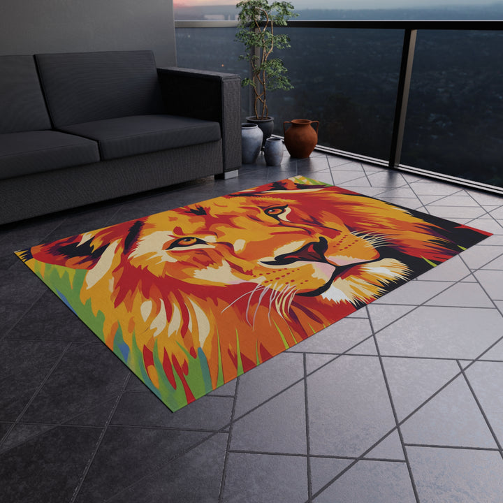 Lion Face Outdoor Rug – Vibrant Wildlife Doormat for Patio &amp; Porch