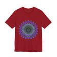 Beautiful purple and green mandala tee with intricate and mesmerizing design