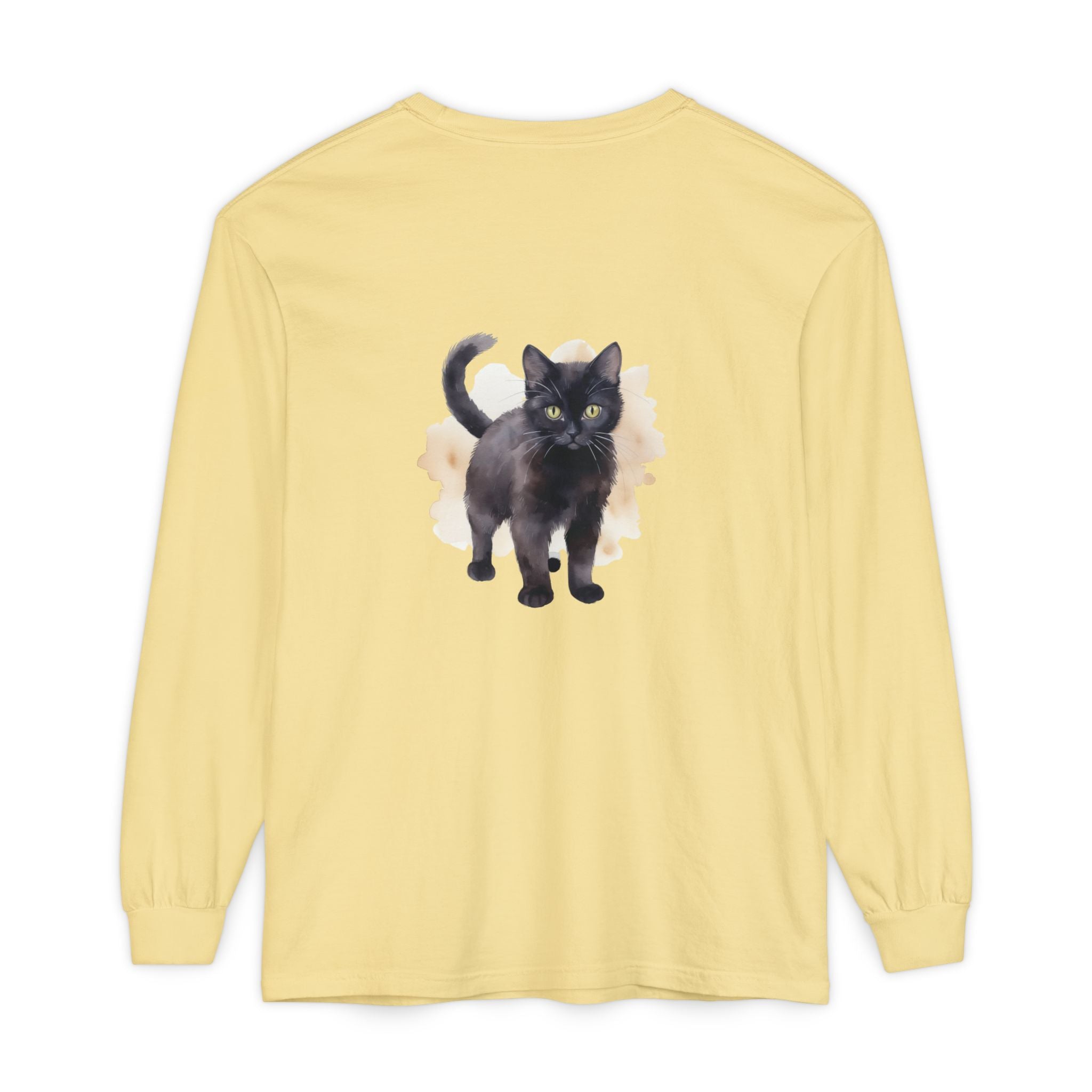 Full Sleeve Tee | Black Cat Watercolor - Unisex