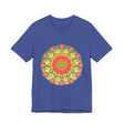 Vibrant Mandala Tee featuring a colorful and intricate design inspired by traditional Indian art and culture