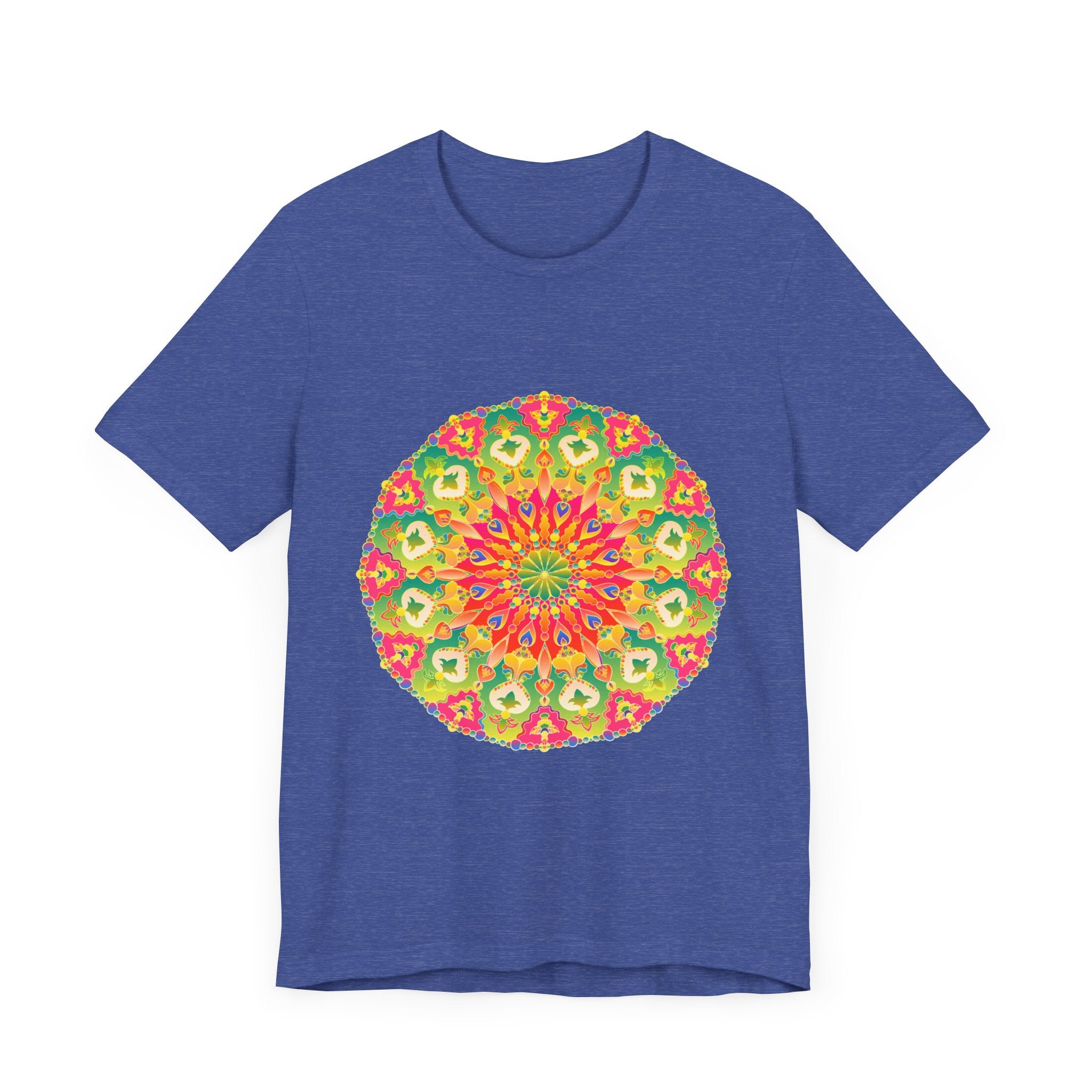 Vibrant Mandala Tee featuring a colorful and intricate design inspired by traditional Indian art and culture