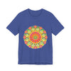 Vibrant Mandala Tee featuring a colorful and intricate design inspired by traditional Indian art and culture