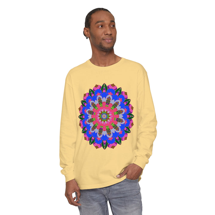 Long sleeve t-shirt with a vibrant and eye-catching mandala design