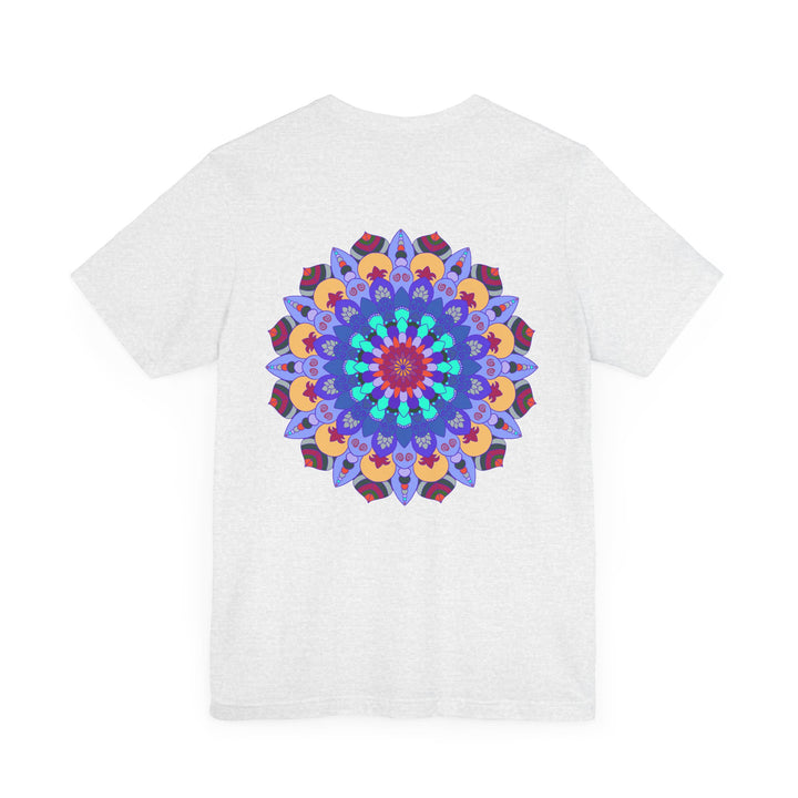 A vibrant and colorful Mandala Peace & Harmony T-Shirt featuring spiritual art and symbols of tranquility and balance