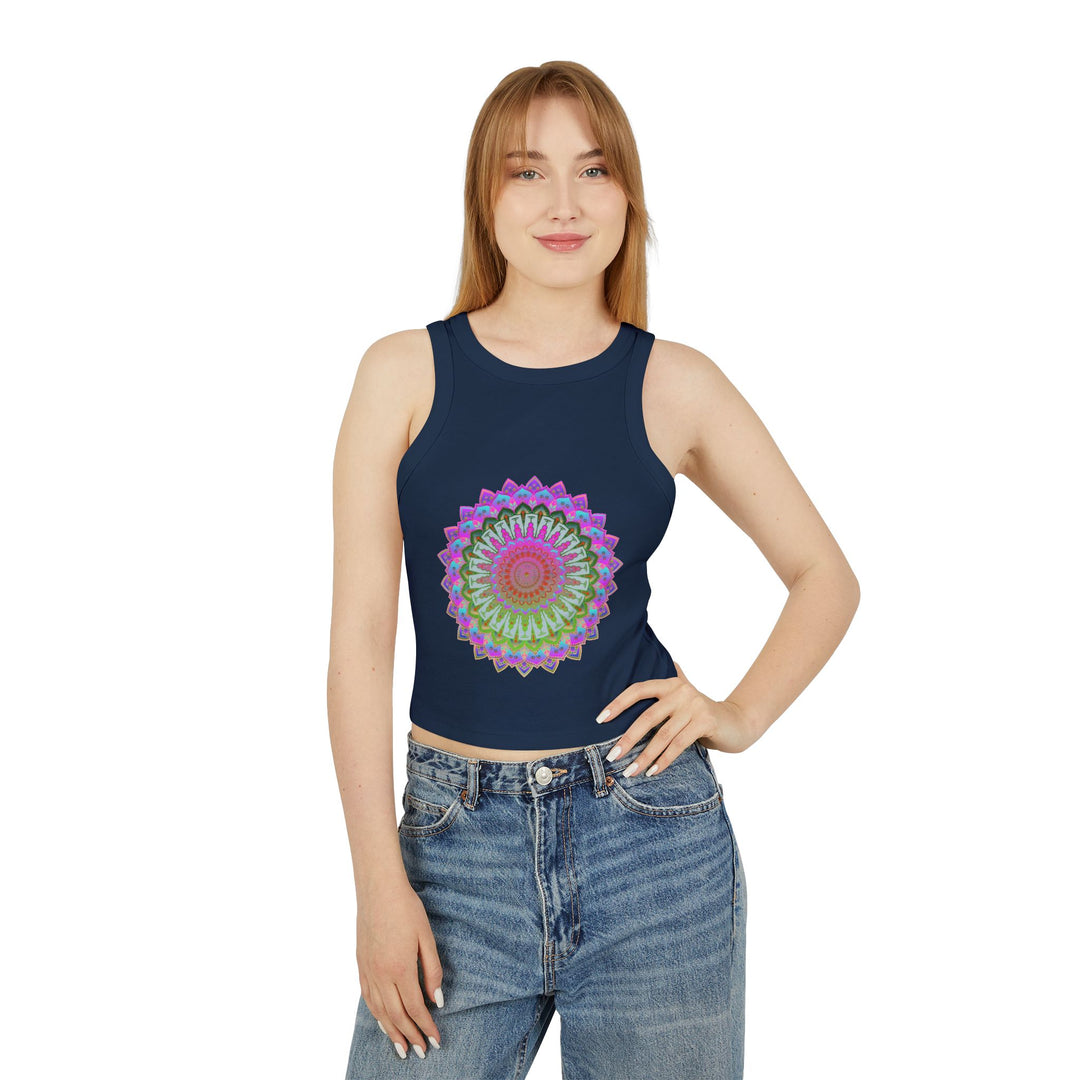 Colorful and intricate mandala design racerback tank top for women