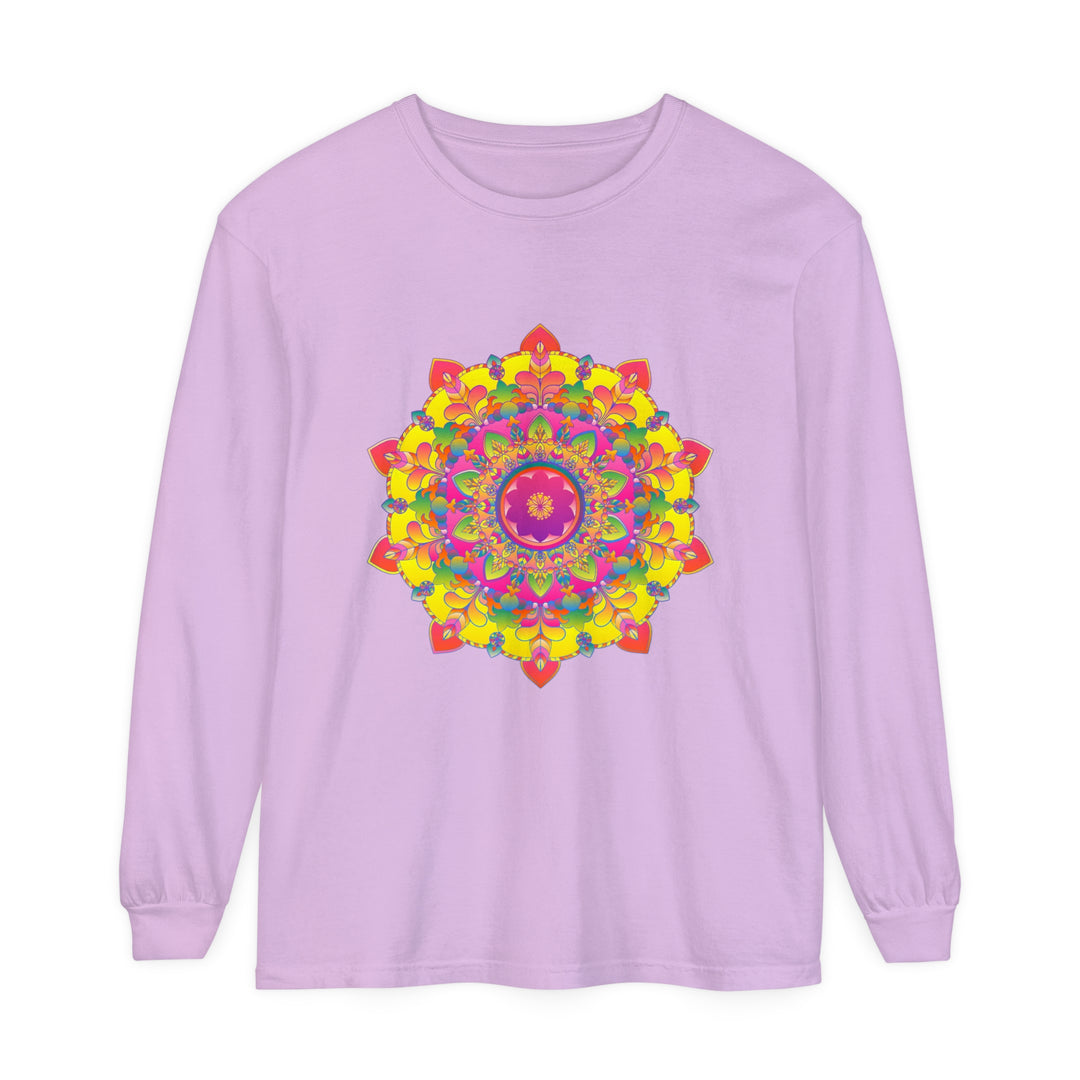 Colorful and intricate mandala design long sleeve t-shirt for vibrant style