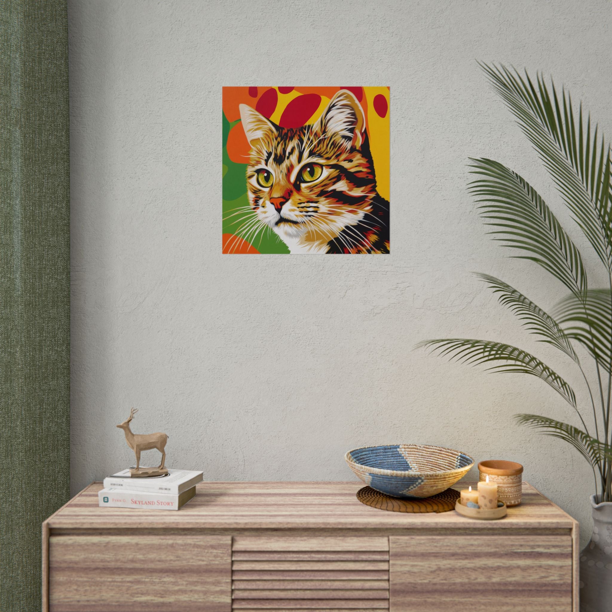 Colorful Pop Art Cat Poster — Rolled Wall Art for Cat Lovers