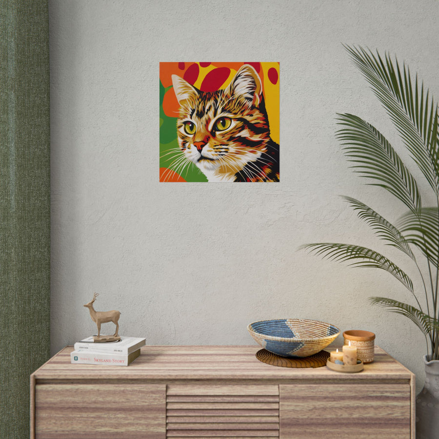 Poster gatto pop art colorato — Arte da parete arrotolabile per amanti dei gatti