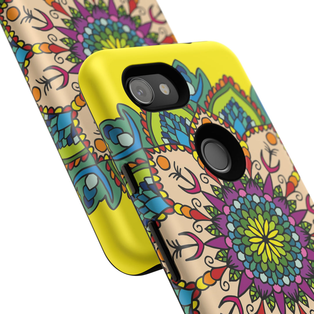 Intricate Floral Yellow Phone Case for Bold Protection and Style
