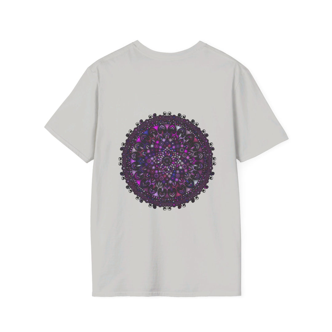 Soft purple unisex t-shirt with intricate mandala hand-drawn design