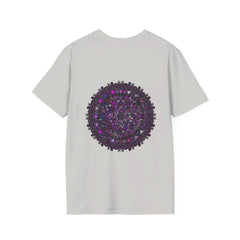 Soft purple unisex t-shirt with intricate mandala hand-drawn design