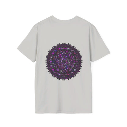 Soft purple unisex t-shirt with intricate mandala hand-drawn design