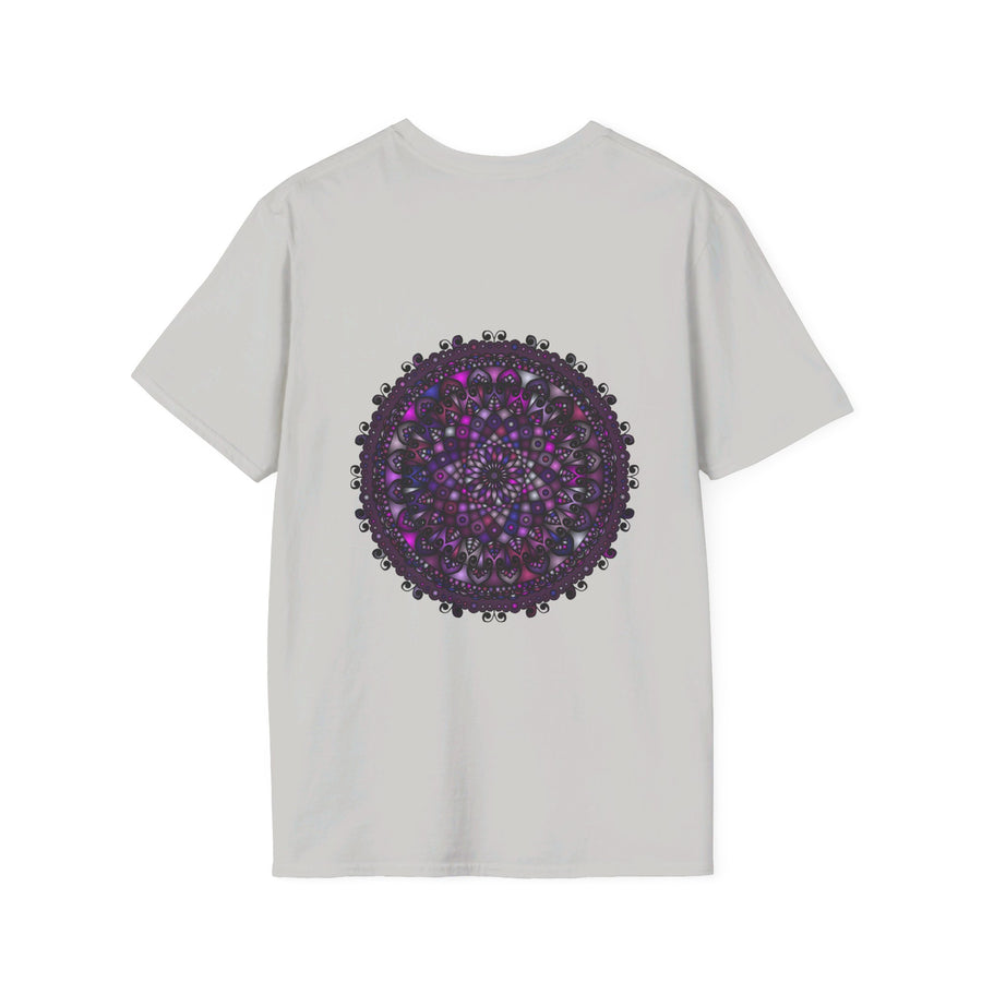 Soft purple unisex t-shirt with intricate mandala hand-drawn design