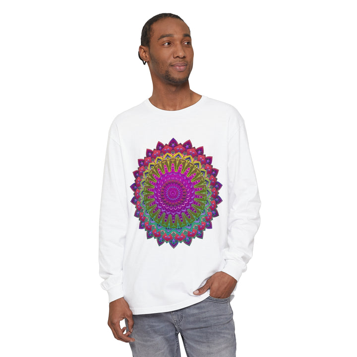 Vibrant Mandala Unisex Long Sleeve T-Shirt for Unique and Artistic Fashion