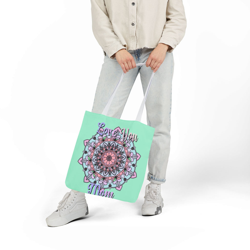Mandala 'Love You Mom' Canvas Tote — Floral Mother's Day Gift Bag