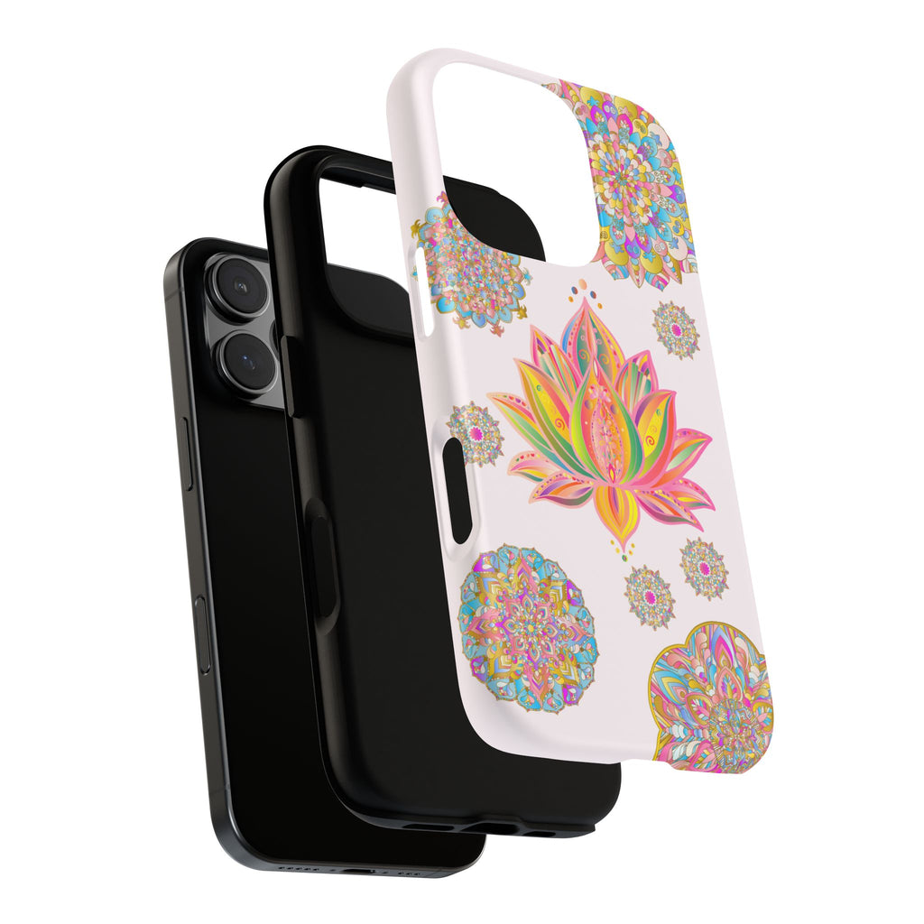 Light pink lotus flower mandala design phone case for stylish protection