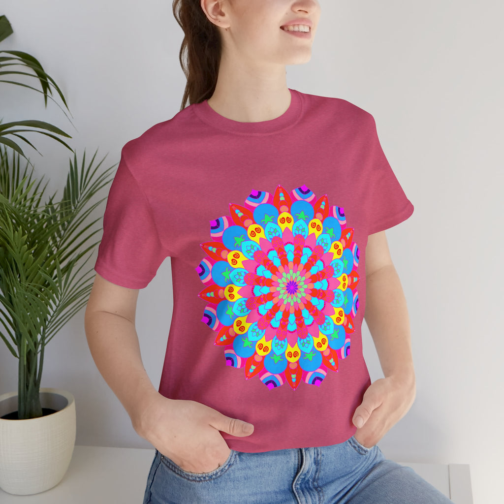 Vibrantly colored mandala t-shirt featuring intricate psychedelic art design