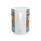 Tiger & Autumn Leaves Ceramic Mug — Cute Watercolor Tiger Coffee Cup (11oz, 15oz)
